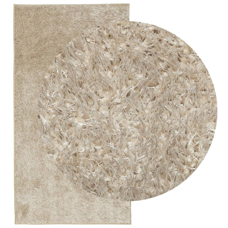 Teppich ISTAN Hochflor Glänzend Beige 80x150 cm