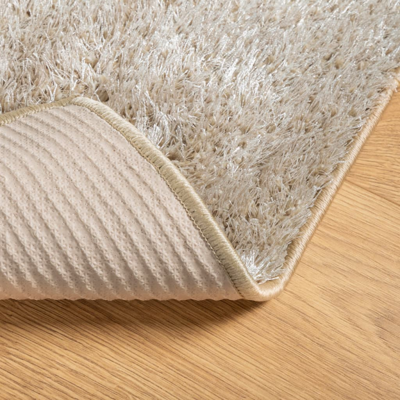 Teppich ISTAN Hochflor Glänzend Beige 140x200 cm