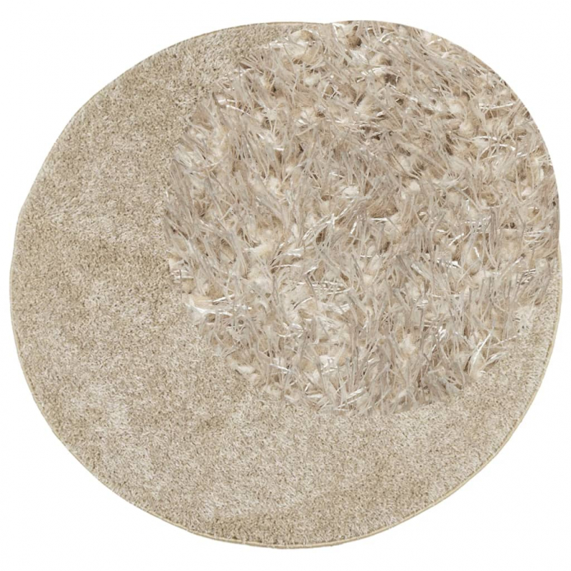 Teppich ISTAN Hochflor Glänzend Beige Ø 100 cm