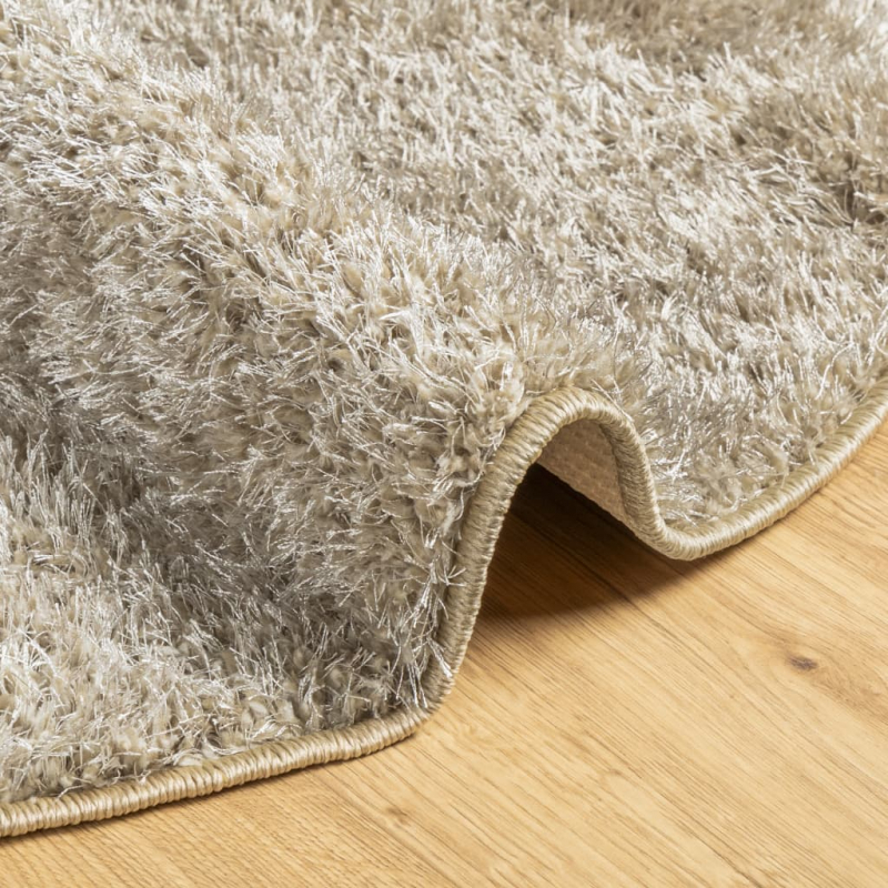 Teppich ISTAN Hochflor Glänzend Beige Ø 120 cm