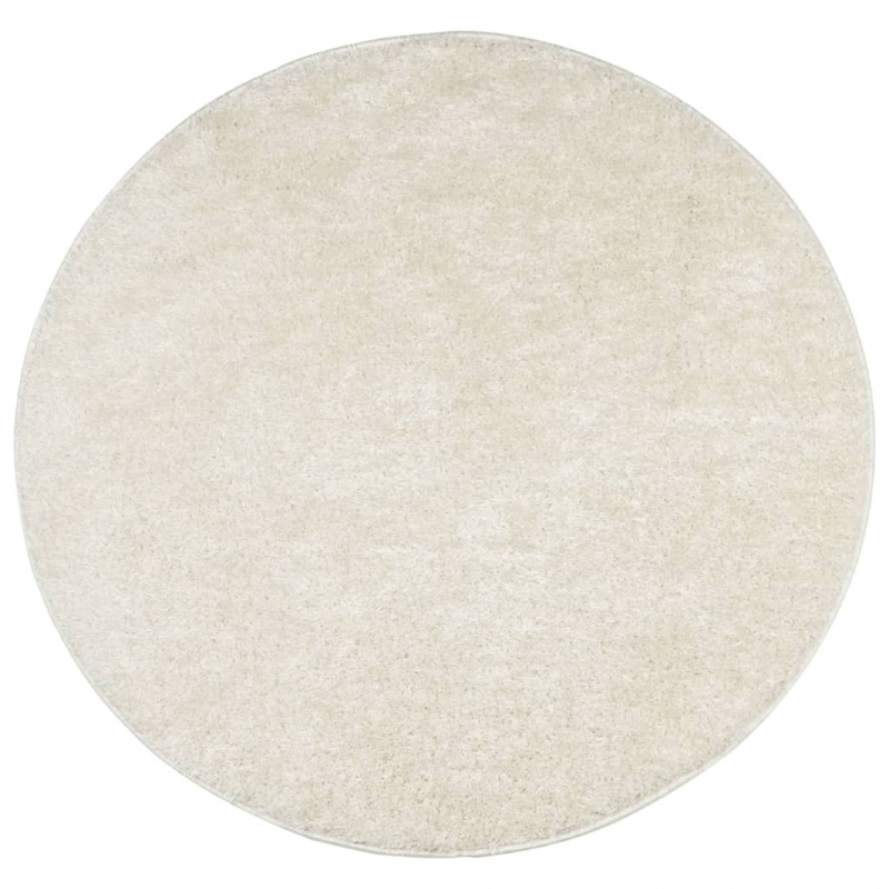 Teppich ISTAN Hochflor Glänzend Creme Ø 80 cm