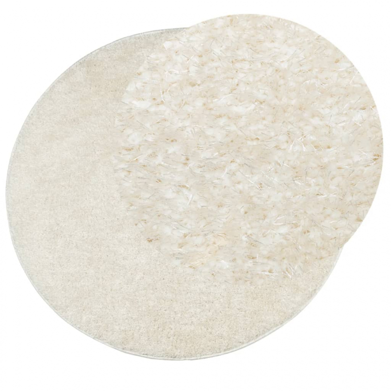 Teppich ISTAN Hochflor Glänzend Creme Ø 80 cm