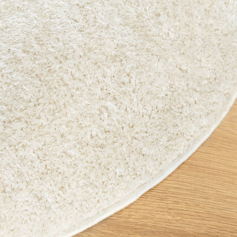 Teppich ISTAN Hochflor Glänzend Creme Ø 80 cm