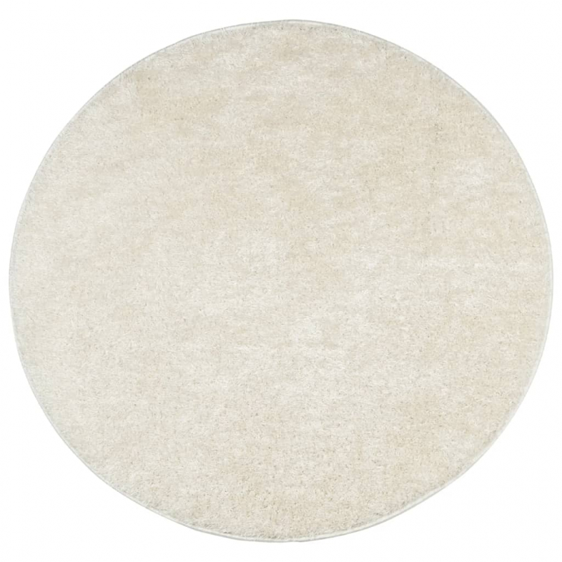 Teppich ISTAN Hochflor Glänzend Creme Ø 100 cm