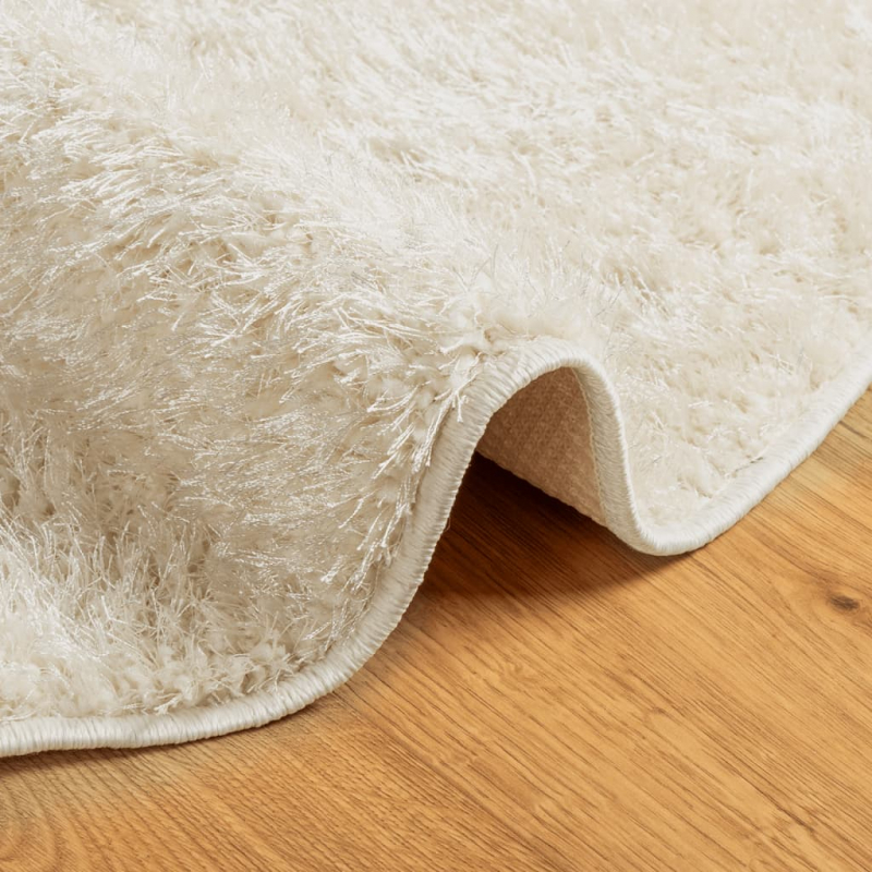 Teppich ISTAN Hochflor Glänzend Creme Ø 100 cm