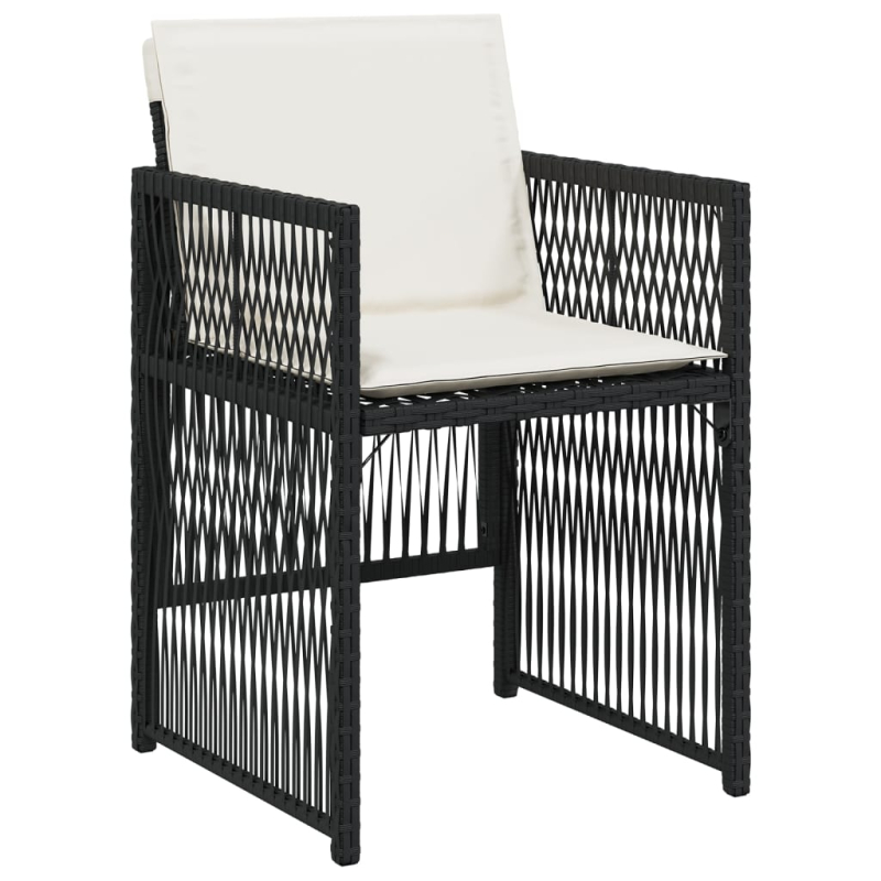 Gartenstühle mit Kissen 4 Stk. Schwarz Poly Rattan