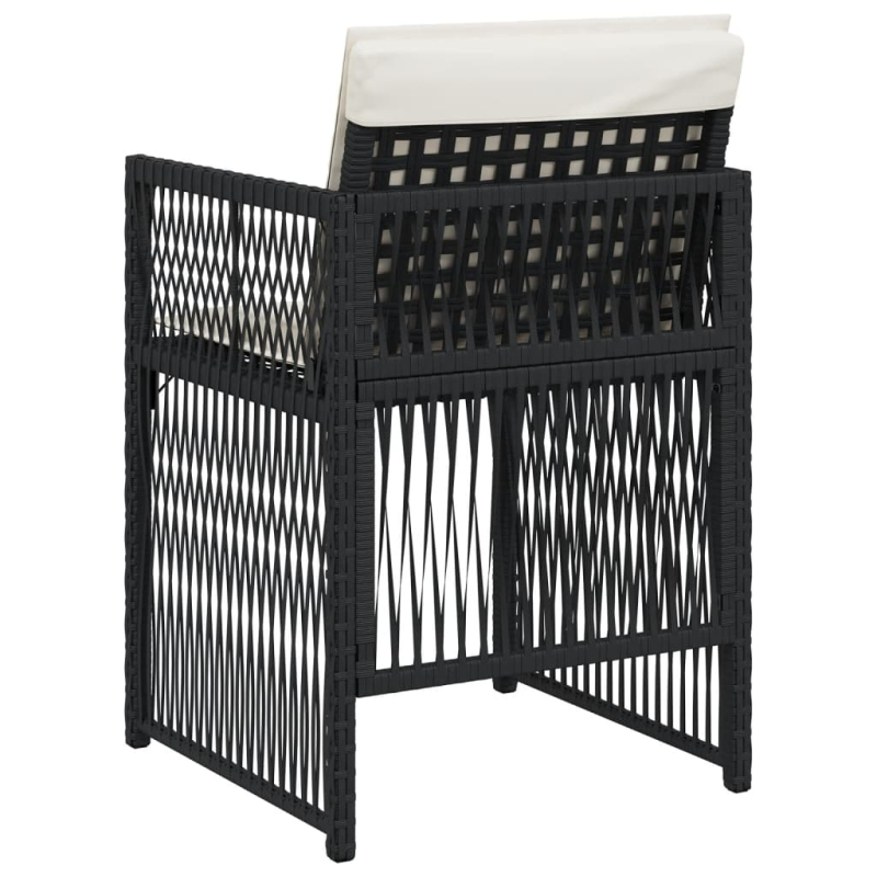 Gartenstühle mit Kissen 4 Stk. Schwarz Poly Rattan