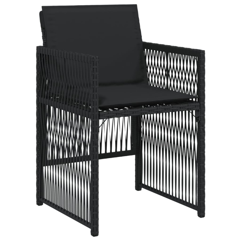 Gartenstühle mit Kissen 4 Stk. Schwarz Poly Rattan