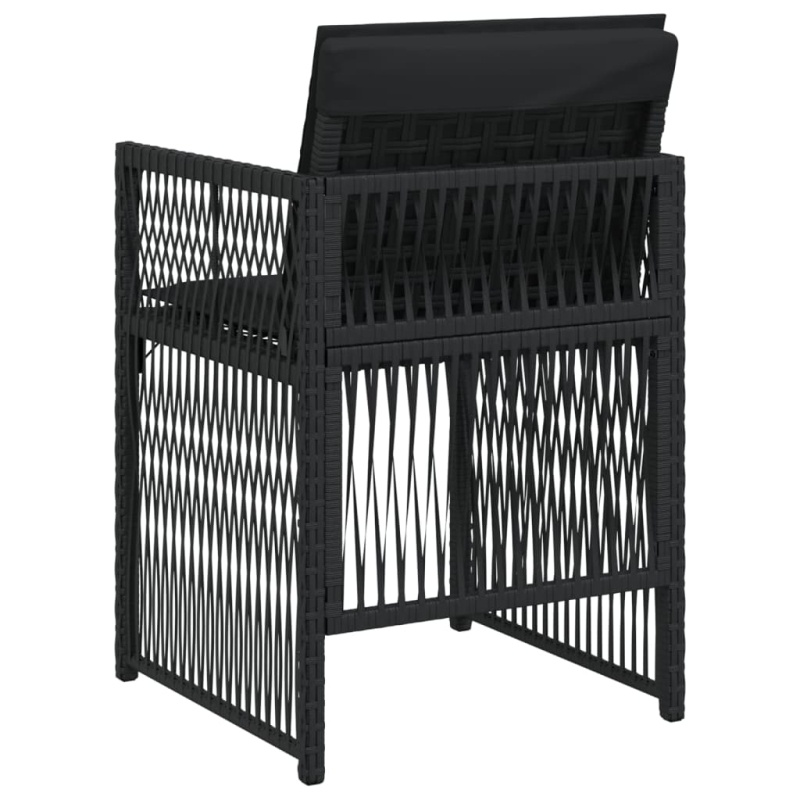Gartenstühle mit Kissen 4 Stk. Schwarz Poly Rattan