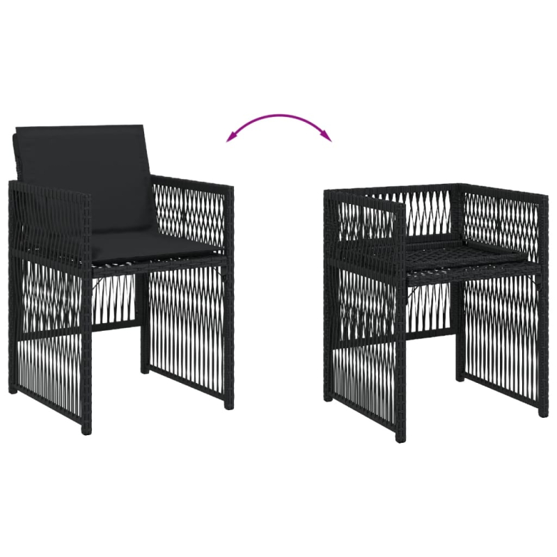 Gartenstühle mit Kissen 4 Stk. Schwarz Poly Rattan