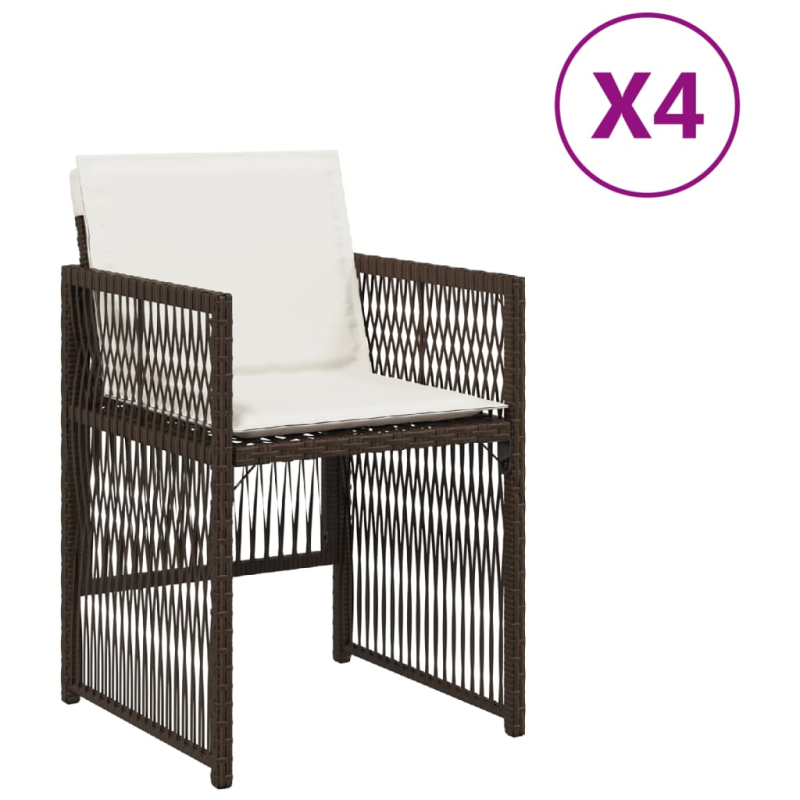 Gartenstühle mit Kissen 4 Stk. Braun Poly Rattan