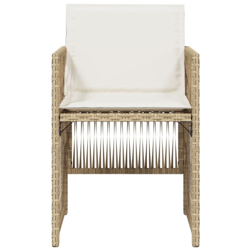 Gartenstühle mit Kissen 4 Stk. Beige Poly Rattan