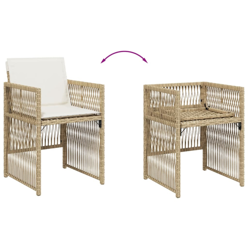 Gartenstühle mit Kissen 4 Stk. Beige Poly Rattan