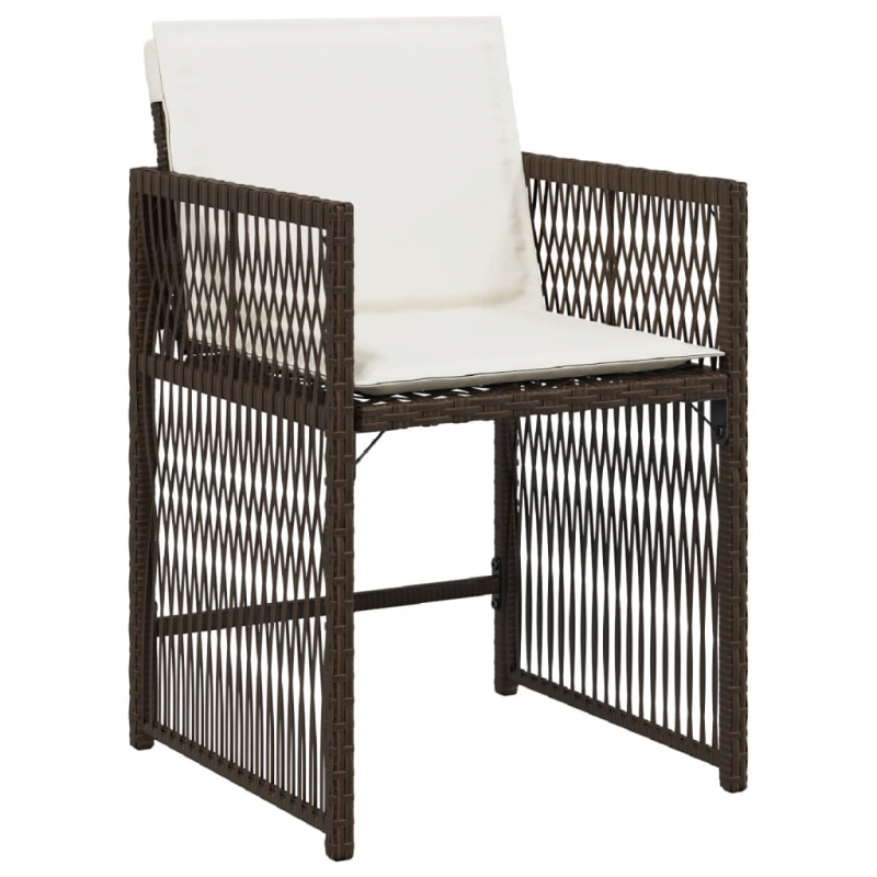 Gartenstühle mit Kissen 4 Stk. Braun Poly Rattan