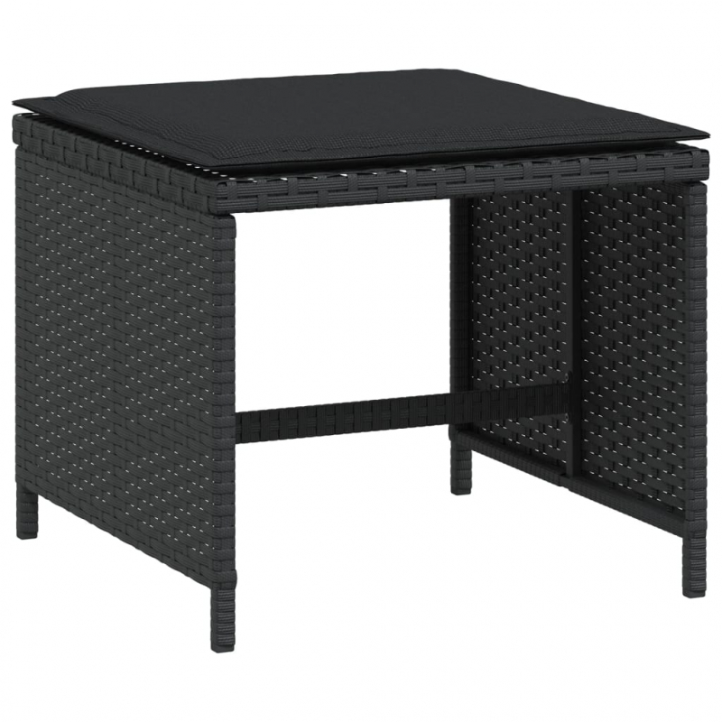 Gartenhocker mit Kissen 4 Stk. Schwarz 41x41x36 cm Poly Rattan