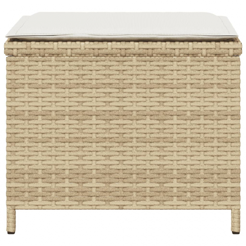 Gartenhocker mit Kissen 4 Stk. Beige 41x41x36 cm Poly Rattan