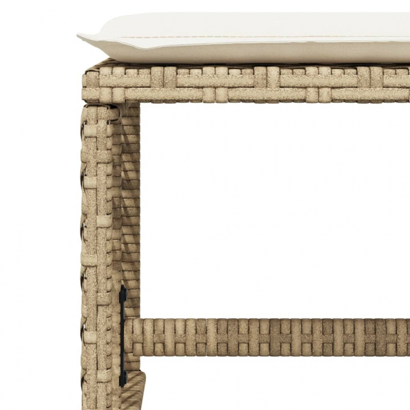 Gartenhocker mit Kissen 4 Stk. Beige 41x41x36 cm Poly Rattan