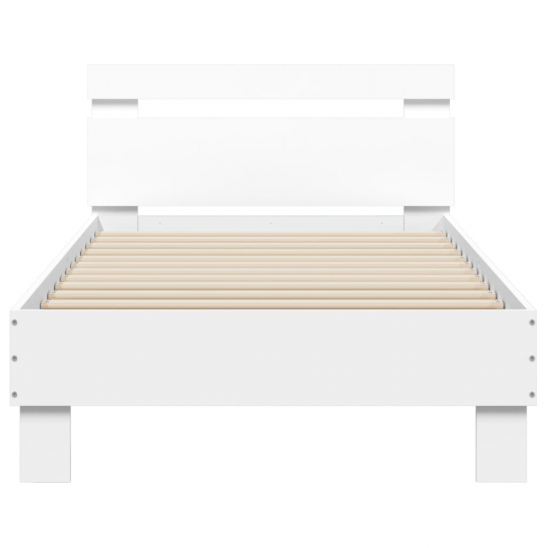 Bettgestell mit Kopfteil Weiß 90x200 cm Holzwerkstoff