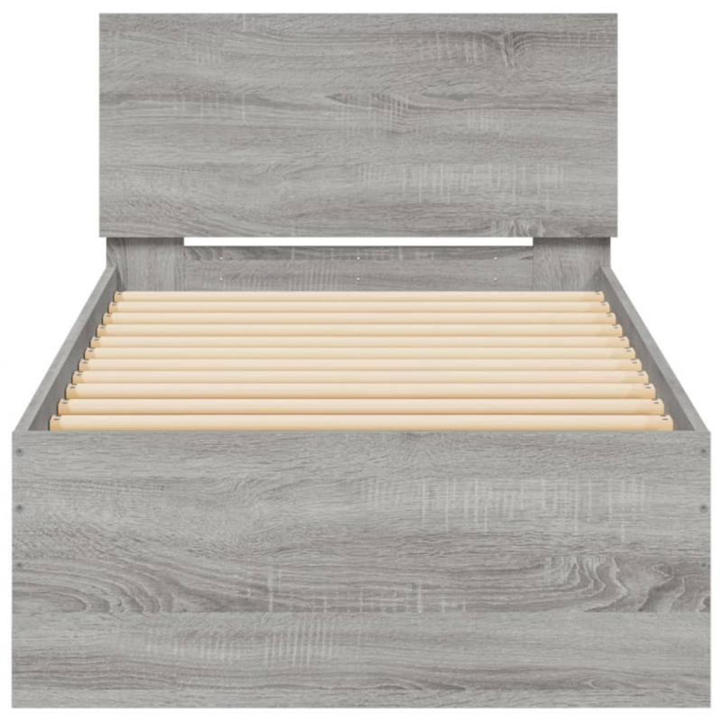 Bettgestell mit Kopfteil Grau Sonoma 90x200 cm Holzwerkstoff
