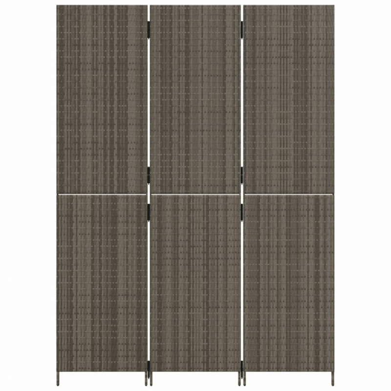 Paravent 3-tlg. Grau Poly Rattan