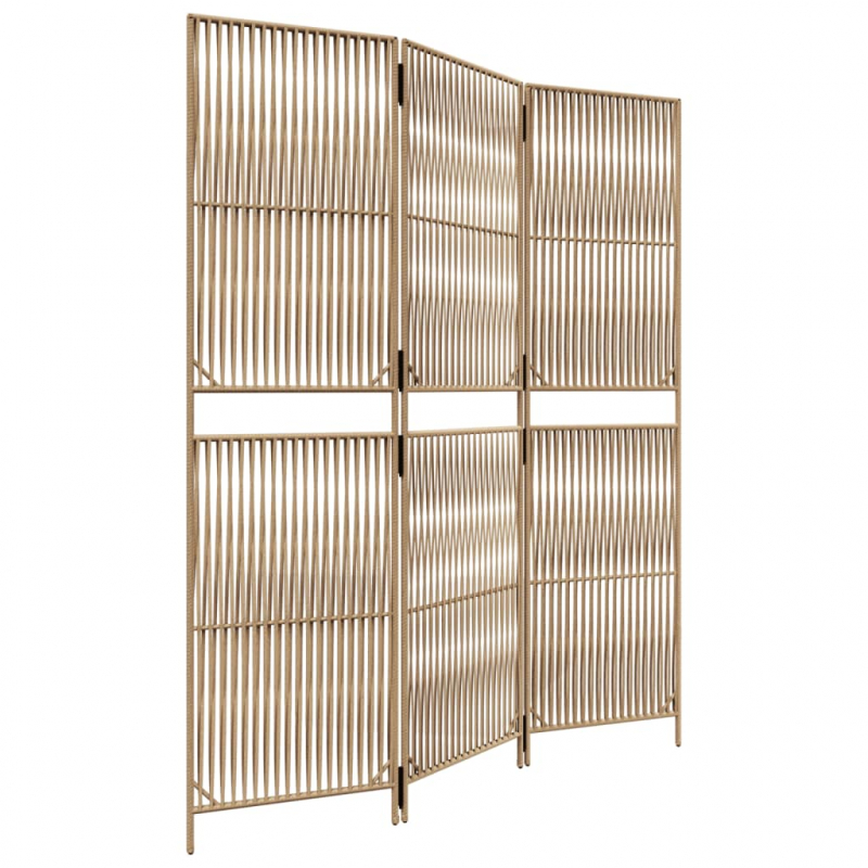 Paravent 3-tlg. Beige Poly Rattan