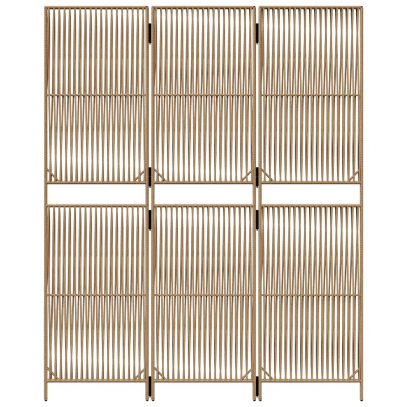 Paravent 3-tlg. Beige Poly Rattan