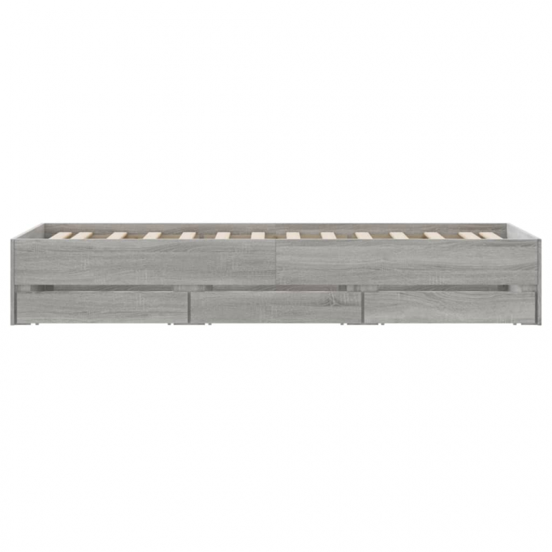 Bettgestell mit Schubladen Grau Sonoma 90x200 cm Holzwerkstoff
