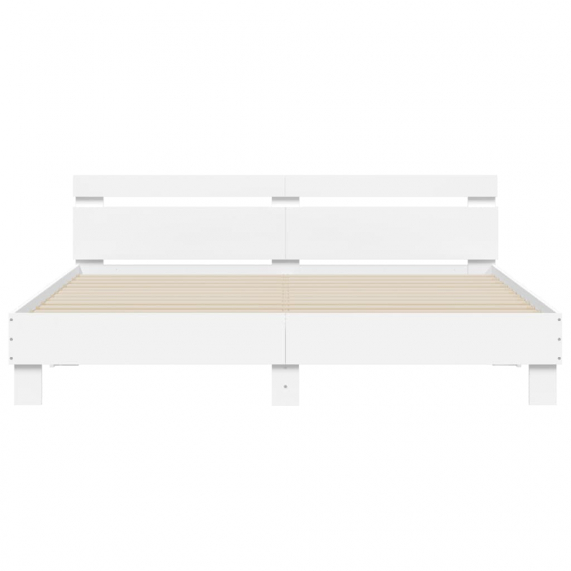 Bettgestell mit Kopfteil Weiß 200x200 cm Holzwerkstoff