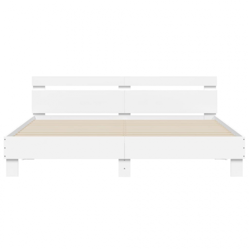 Bettgestell mit Kopfteil Weiß 160x200 cm Holzwerkstoff
