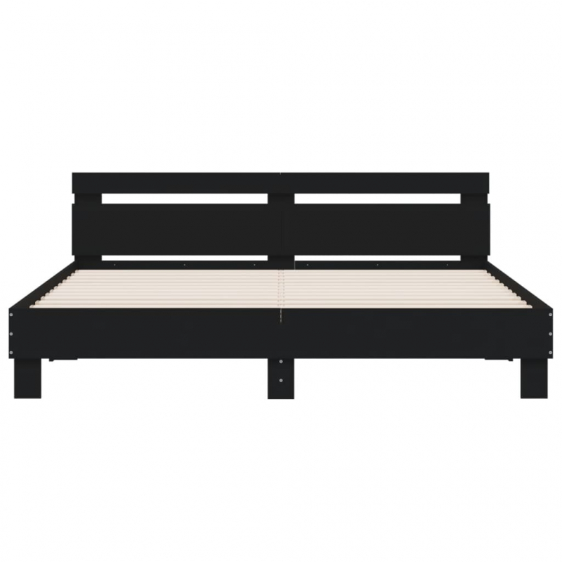 Bettgestell mit Kopfteil Schwarz 160x200 cm Holzwerkstoff