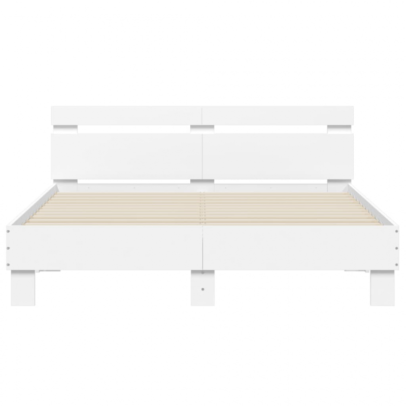 Bettgestell mit Kopfteil Weiß 150x200 cm Holzwerkstoff