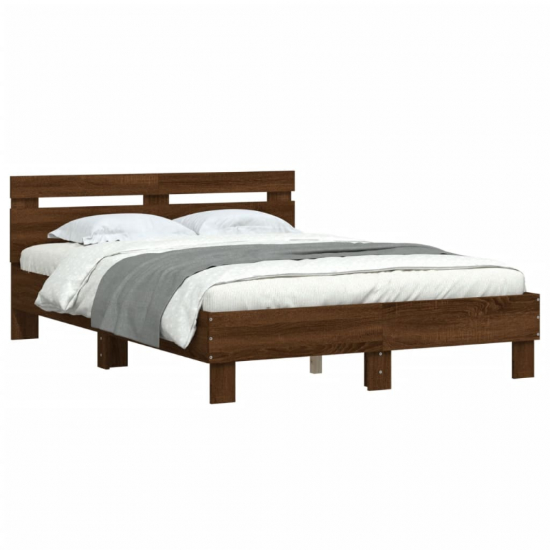 Bettgestell mit Kopfteil Braun Eichen-Optik 120x200 cm