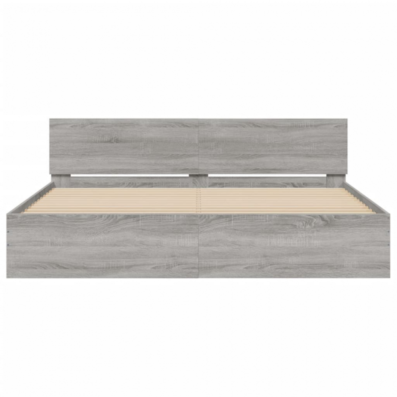 Bettgestell mit Kopfteil Grau Sonoma 200x200 cm
