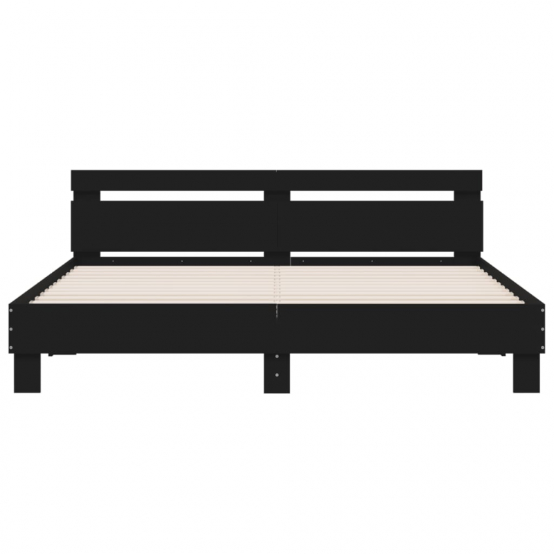 Bettgestell mit Kopfteil und LED-Beleuchtung Schwarz 200x200 cm