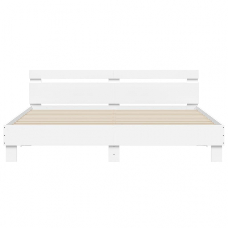 Bettgestell mit Kopfteil und LED-Beleuchtung Weiß 160x200 cm