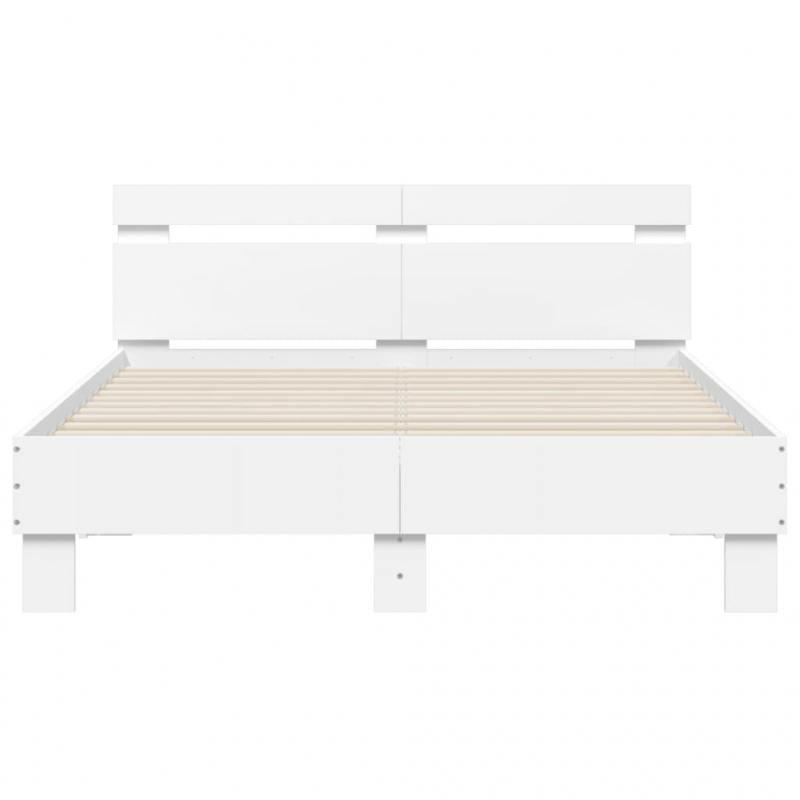 Bettgestell mit Kopfteil LED-Beleuchtung Weiß 120x190 cm
