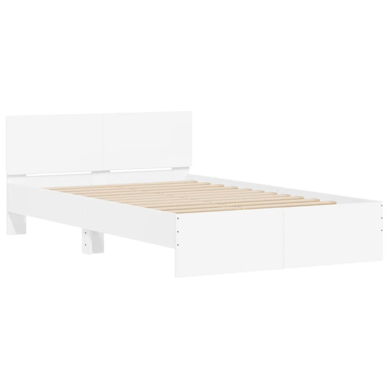 Bettgestell mit Kopfteil LED-Beleuchtung Weiß 120x200 cm