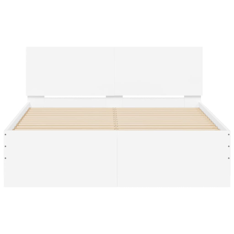Bettgestell mit Kopfteil LED-Beleuchtung Weiß 120x200 cm