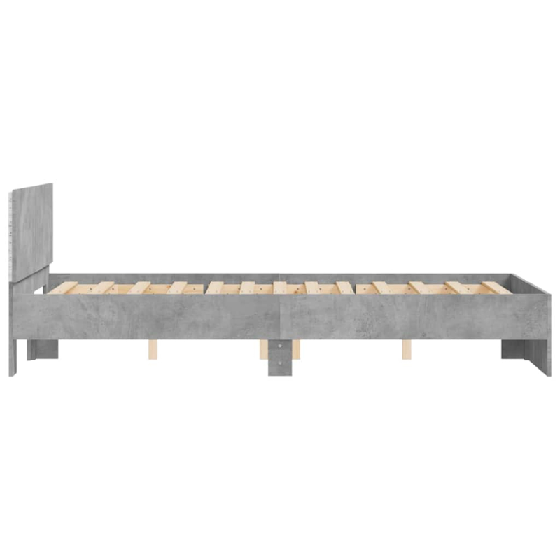 Bettgestell mit Kopfteil LED-Beleuchtung Betongrau 120x200 cm