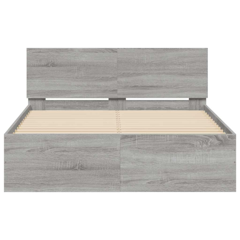 Bettgestell mit Kopfteil LED-Beleuchtung Grau Sonoma 120x200 cm