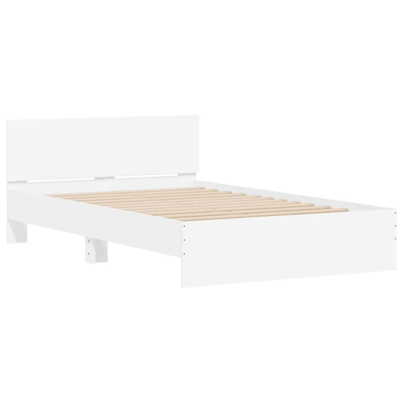 Bettgestell mit Kopfteil LED-Beleuchtung Weiß 140x190 cm