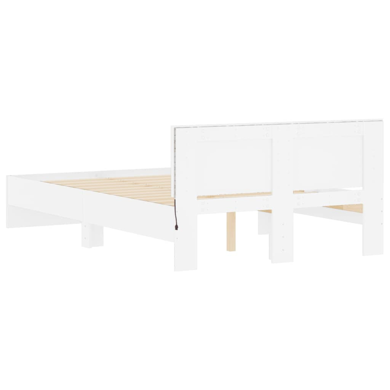 Bettgestell mit Kopfteil LED-Beleuchtung Weiß 140x190 cm