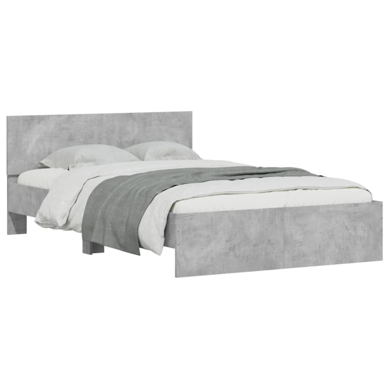 Bettgestell mit Kopfteil LED-Beleuchtung Betongrau 140x190 cm