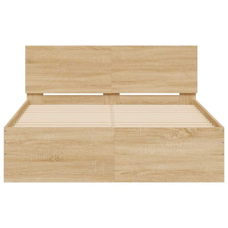 Bettgestell mit Kopfteil LED-Beleuchtung Sonoma-Eiche 120x190cm