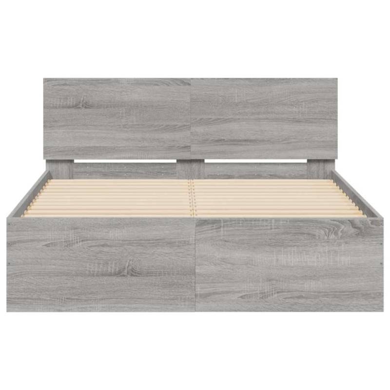 Bettgestell mit Kopfteil LED-Beleuchtung Grau Sonoma 120x190 cm