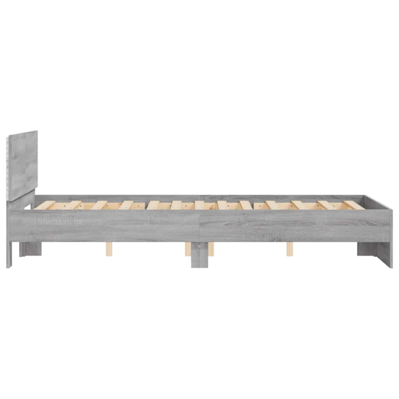 Bettgestell mit Kopfteil LED-Beleuchtung Grau Sonoma 120x190 cm