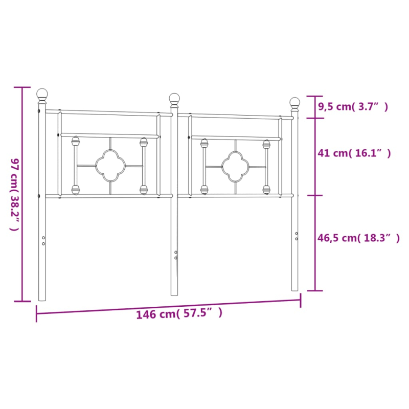 Kopfteil Metall Schwarz 140 cm