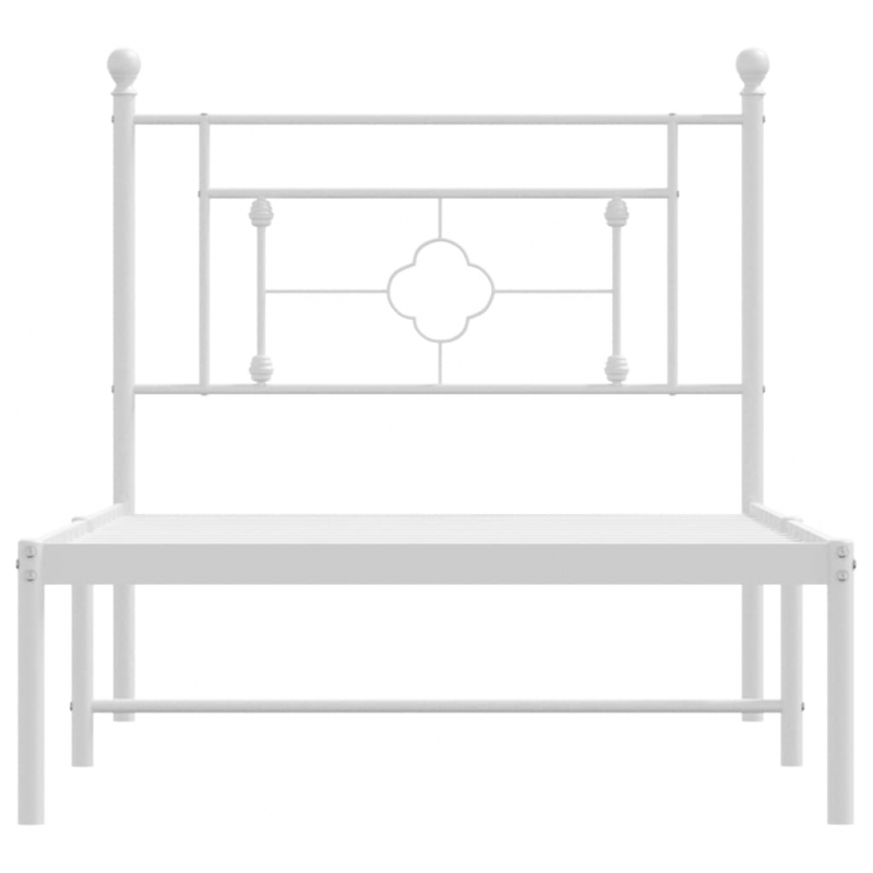 Bettgestell mit Kopfteil Metall Weiß 90x200 cm