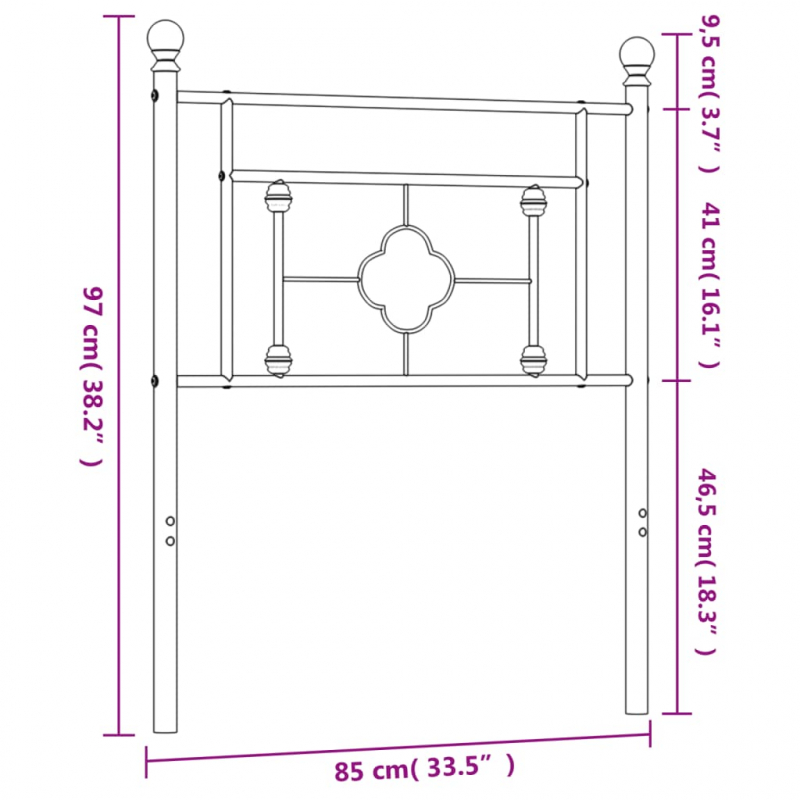 Kopfteil Metall Weiß 80 cm