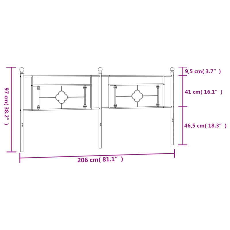 Kopfteil Metall Weiß 200 cm